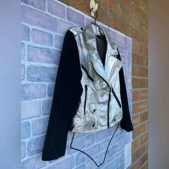 Rebecca Minkoff moto jacket with a striking foil finish small - Picture 8 of 16